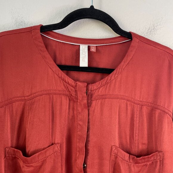 Pilcro Womens Medium Darrah Button Down Blouse Long Sleeve Rust Shirt - Picture 5 of 12